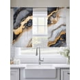thumbnail image 6 of Black Golden Marble Semi Sheer Curtains 54 Inch Length 2 Panels Set, Modern Ink Painted Abstract Sheer Kitchen Curtain Privacy Voile Window Curtain for Living Room Bedroom Rod Pocket Drapes, 6 of 7