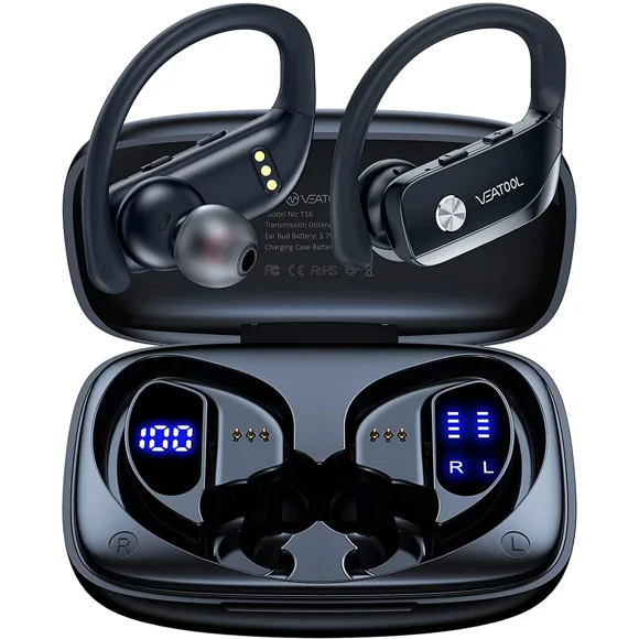 Refurbished Veat00l T16-w Bluetooth 5.0 True Wireless Earbuds, Black