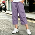 thumbnail image 4 of Nilvkv Boys Cargo Pants, Boys Solid Color Cropped Joggers in Relaxed Fit with Side Pockets, cool choice for Outdoor Wear Purple 9-10 Years, 4 of 8