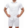 thumbnail image 3 of Men'S Waffle Knit 2-Piece Outfit with Button Down Shirt and Shorts for Summer White XXL, 3 of 6