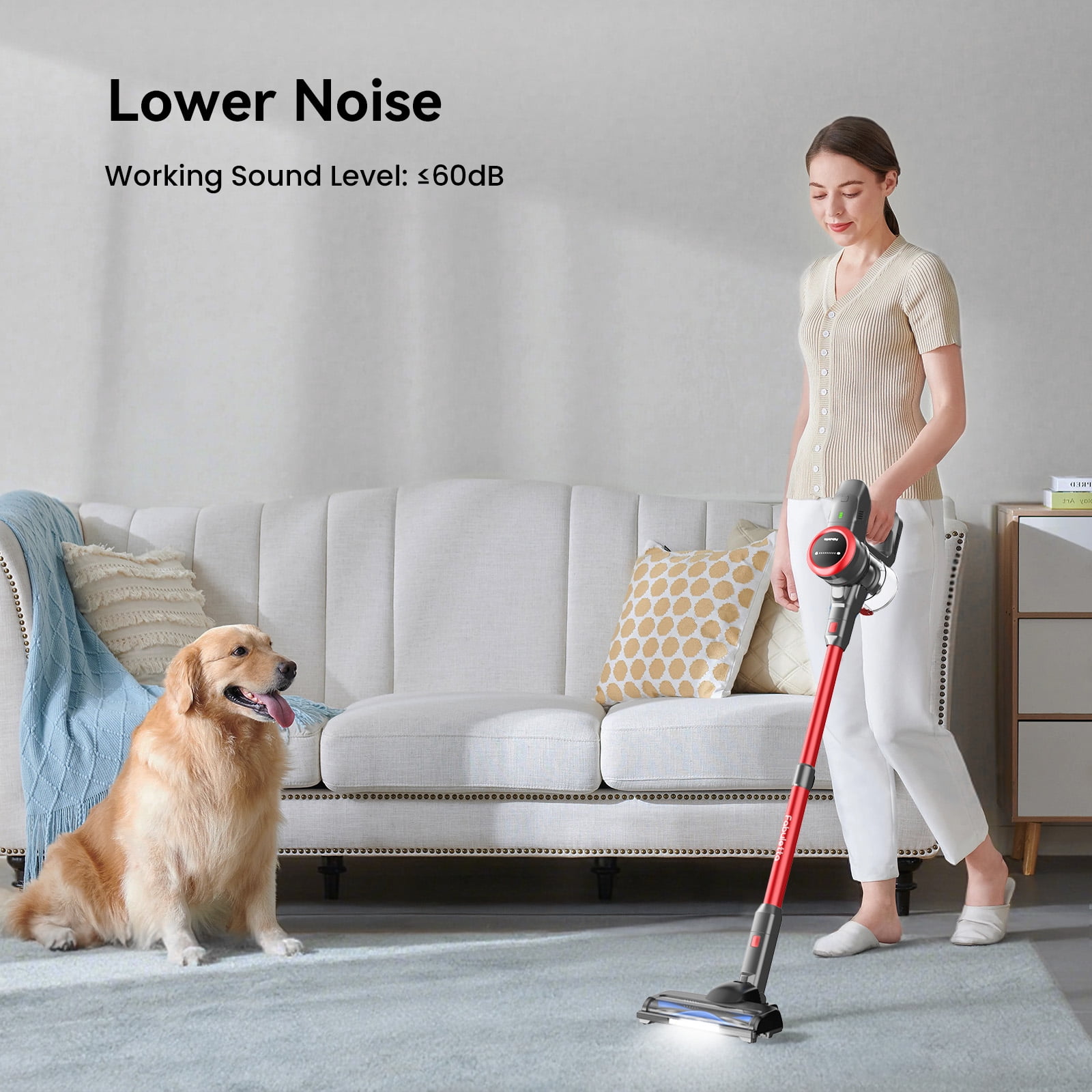 Lazyswan FABULETTA Cordless Vacuum Cleaner, 35KPa Powerful Suction, 50min Runtime, Self-Standing, Lightweight 3.5lbs, HEPA Filtration, for Pet Hair/Hardwood Floor/Carpet
