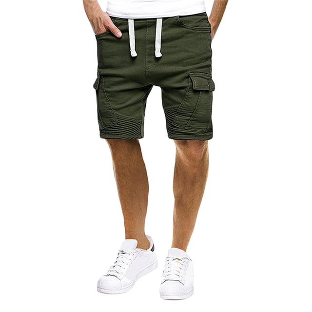 Txlixc Pantalones cortos de verano para hombres, pantalones cortos de cuerda de color sólido con bolsillos Txlixc moda