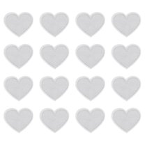 Heart Shaped Iron-on Patches, Sew Embroidered Patches Appliques Embellishments for Clothing, White 16Pcs