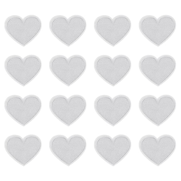 Uxcell Heart Shaped Iron-on Patches Sew Embroidered Patches Appliques Embellishments for Clothing White 16 Pcs