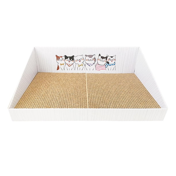 Rascador para gatos con caja nido, sofá rascador, rascador corrugado para gatos Blanco