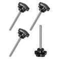 thumbnail image 1 of Uxcell 4-Pack de perillas de sujeción en forma de estrella, tornillo de rosca macho M6x60mm, mango de reemplazo para apretar a mano [31mm, negro], 1 of 1