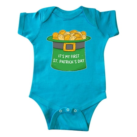 

Inktastic It s My 1st St. Patrick s Day with Green Top Hat and Gold Gift Baby Boy or Baby Girl Bodysuit