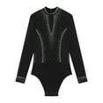 thumbnail image 3 of HULIJA Men's Latin Dance Leotard Shirt Long Sleeve Ballet Bodysuit Rumba Jazz Dance Top Black XXL, 3 of 5