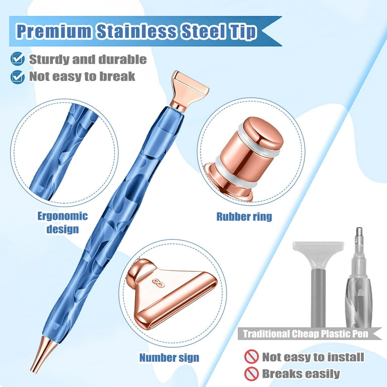 VEGCOO 40 PCS Diamond Painting Pen Kit, 13 PCS Stainless Steel Metal Tips  with 3 Resin Diamond Art Pens, 12 Clay, Diamond Painting Accessories Tools
