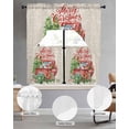 thumbnail image 2 of Christmas Swag Kitchen Curtains Sets for Windows 24 Inch Length, Red Truck Pine Tree Snowflake Branches Flowers Short Window Curtain Panels Swags Valances and Tiers 3 Piece Set for Cafe/Dining Room, 2 of 5