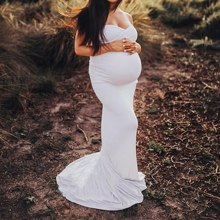 

asdoklhq Maternity Dresses for Women Clearance Women Pregnants Photography Props Sleeveless Mop The Floor Maternity Solid Dress
