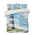 thumbnail image 2 of Quilts Twin Size, Lighthouse Soft Comforter Bedding Set for Bed, Blue Coastal Nautical Ocean Beach Palm Tree Lightweight Quilted Bedspread with Pillow Cover(2 Pieces) for All Season, 68x86 Inch, 2 of 6