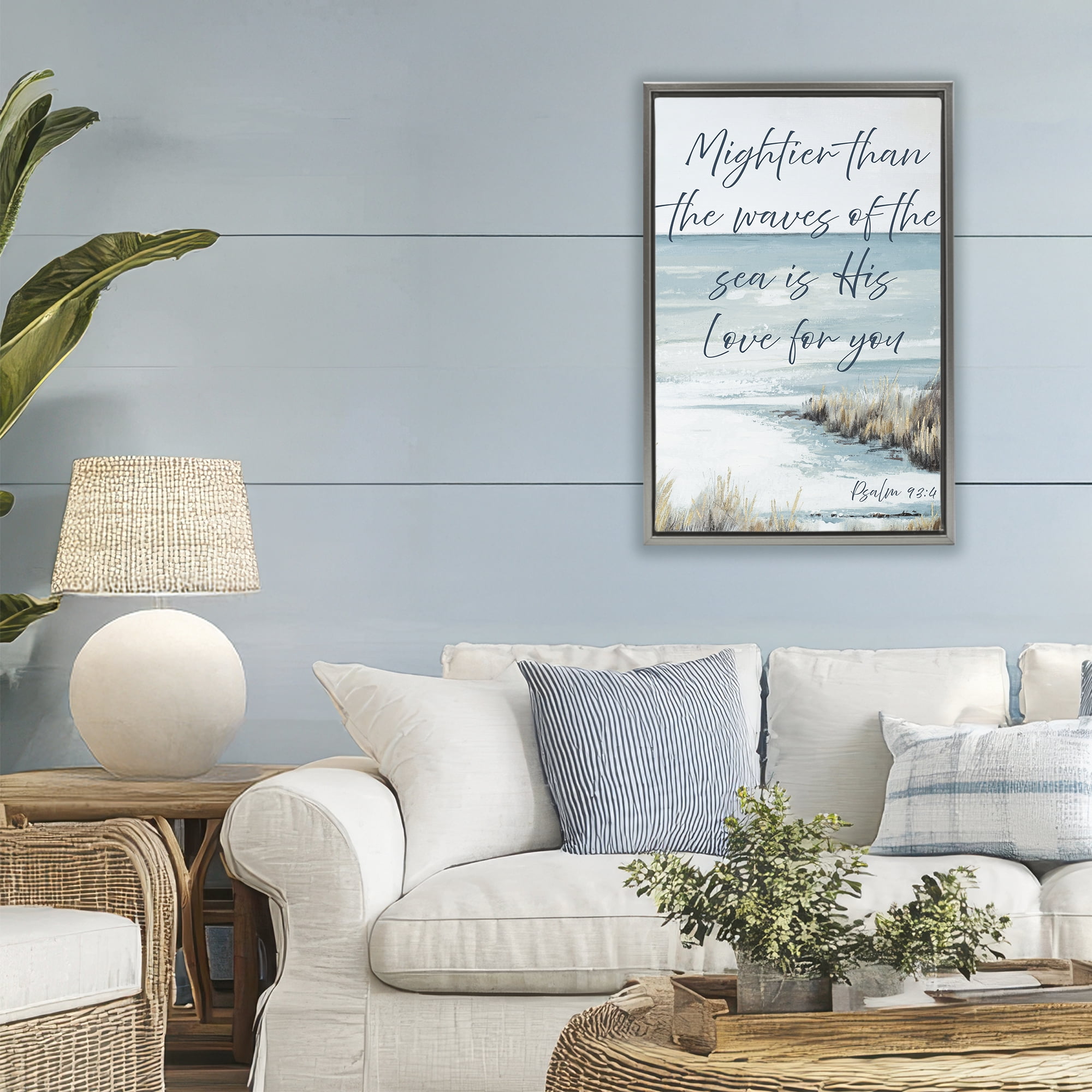 Stupell Industries Mightier Than The Waves Gray Framed Floater Canvas Wall Art, design by Patricia Pinto