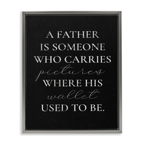 Stupell Industries Eclectic Pictures Where Wallet Used To Be Father Gray Floating Frame Canvas Art, 17 x 21, by Lil' Rue