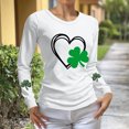 thumbnail image 4 of Camiseta Suelta de Cuello Redondo de la Impresión Del Día de San Patricio Casual de las Mujeres de Manga Larga para Primavera Verano, 4 of 6