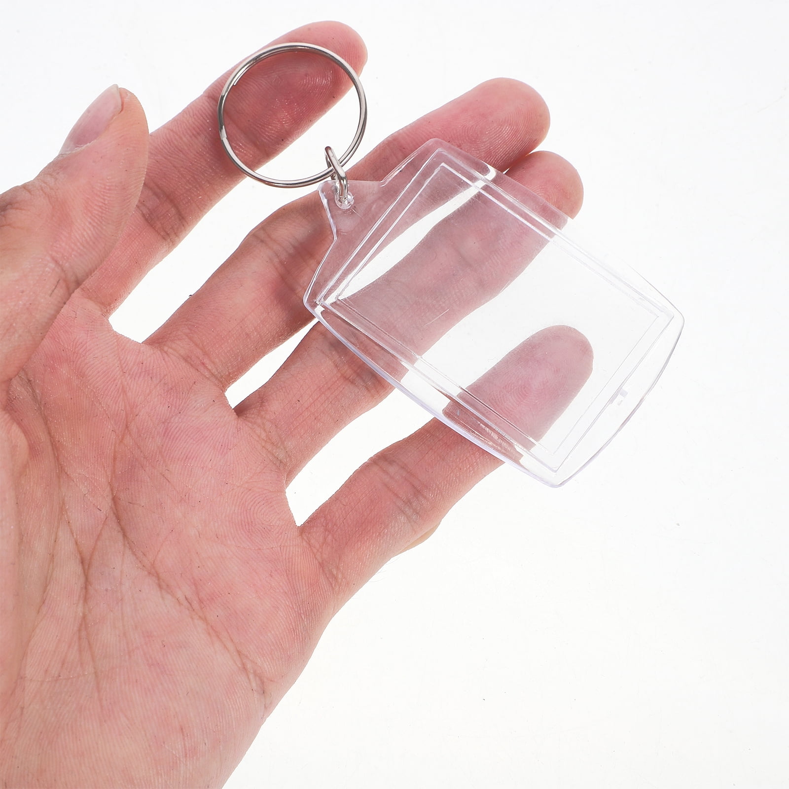Squalise 100pcs Photo Keyring, Transparent Photo Keychains, Blank Picture Insert Keychains, Photo Frame Keyring for DIY Gifts