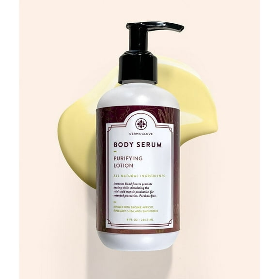 BODY SERUM - ORIGINAL by DERMAGLOVE - Body Lotion Infused with Essential Oils and Vitamins to Heal Your Skin and Give You a Radiant Youthful Glow by repairing your skin’s mantle, 8 ounce pump
