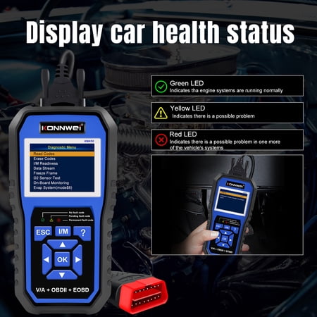 KONNWEI KW450 All System OBD? Scanner Diagnostic Tool with 11 Special Function Battery Matching  DPF Check  SAS  Fuel Injector Programming  Throttle Matching Replacement for