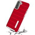 thumbnail image 4 of Xpm Case for Samsung Galaxy S21 Plus (6.7") Hybrid Tuff Armor Stripes Rugged Texture Rubber Dual Layers TPU+PC Protection Cover for Galaxy S21+ Plus - Red, 4 of 5