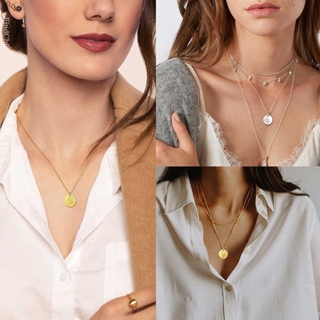 Birth Flower Disc Necklaces For Women With Birthstone Stainless Steel/Gold Plated/Sterling Silver Jan. To Dec. Guardian Month Floral Pendant Custom Engraved Dainty Jewelry +Gift Box[o7337]