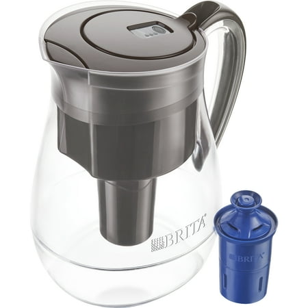 Brita Monterey Water Pitcher with 1 Longlast Filter - BPA Free - Black Coffee - 10 Cup