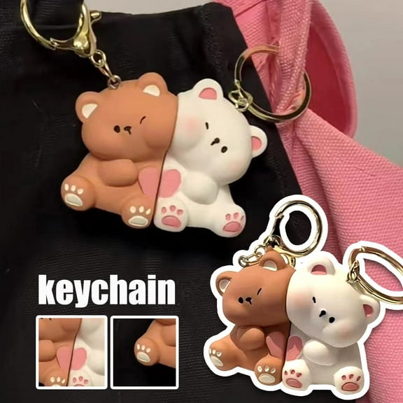 FurNest Cute Cartoon Magnetic Bear Love Keychain Small Pendant Gift Cou