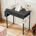 thumbnail image 7 of 32 inch Small Desk with Drawers, Modern Study Writing Table Computer Desks with Storage Bag & Hook for Bedroom Home Office, Black, 7 of 7