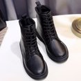 thumbnail image 2 of Women s Combat Boots Lace Up Ankle Leather Boots 38, 2 of 6