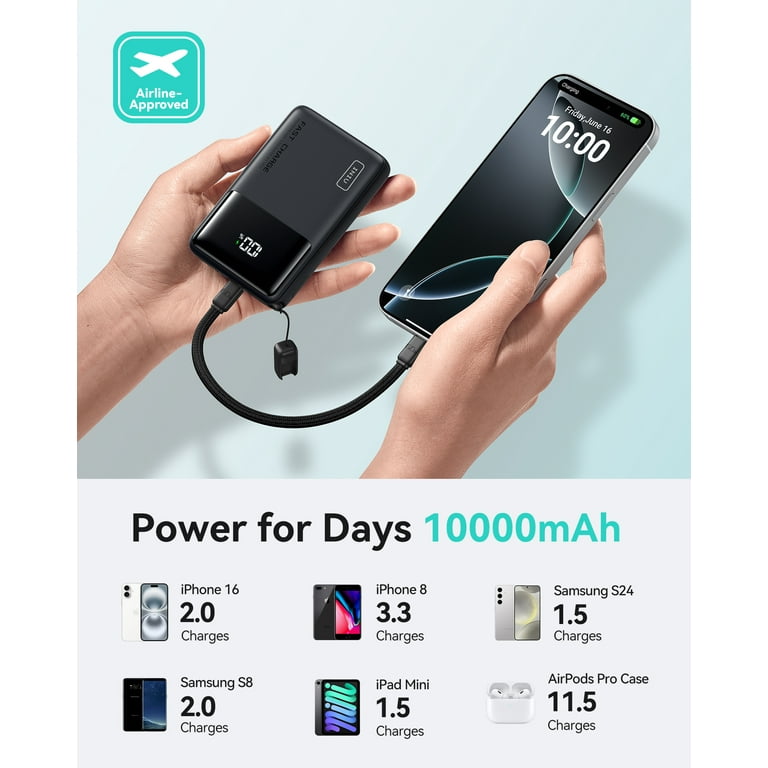 INIU 3-in-1 Portable Charger, 45W 10000mAh Fast Charging Power Bank Built In Usb C Cable Foldable Wall Plug 22 79 INIU 3-in-1 Portable Charger, 45W 10000mAh Fast Charging Power Bank Built In Usb C Cable Foldable Wall Plug 22 79