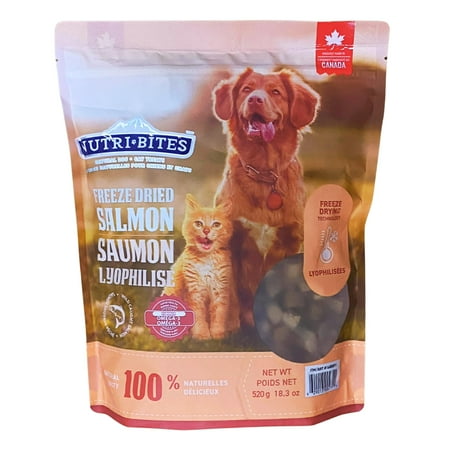 Nutri Bites - 18.3 DHF10 OZ Value Pack - Freeze Dried Wild Caught Salmon Pets Treats, Rich in Protein and Omega-3, Support The Immune System, Protect Their Hair and Skin, for Dogs and Cats