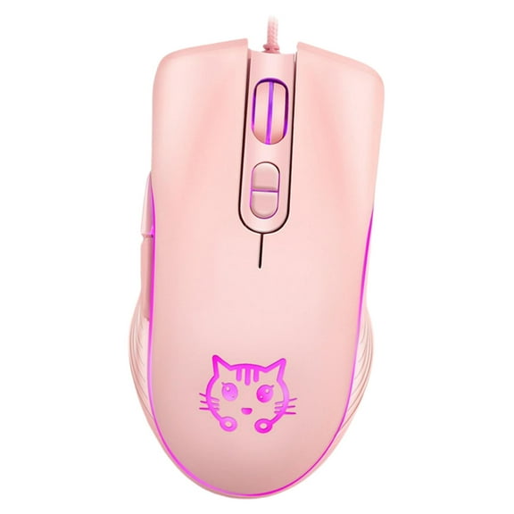 LeeQinersw Cute K2 Wired Gaming Mouse 7 Backlight Modes Mute LED Ergonomic Optical Mice for Pink