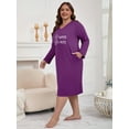 thumbnail image 4 of PinkBeautiM Long Sleeve Nightgowns for Women Plus Size Sleepshirt Soft Loungewear with Pockets, 4 of 6