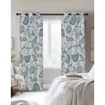 thumbnail image 3 of Boho Teal Green Floral Blackout Curtains 72 Inches Long for Bedroom, Vintage Farmhouse Paisley Leaf Thermal Insulated Room Darkening Black Out Window Curtain Panels Grommet Drapes for Living Room, 3 of 8