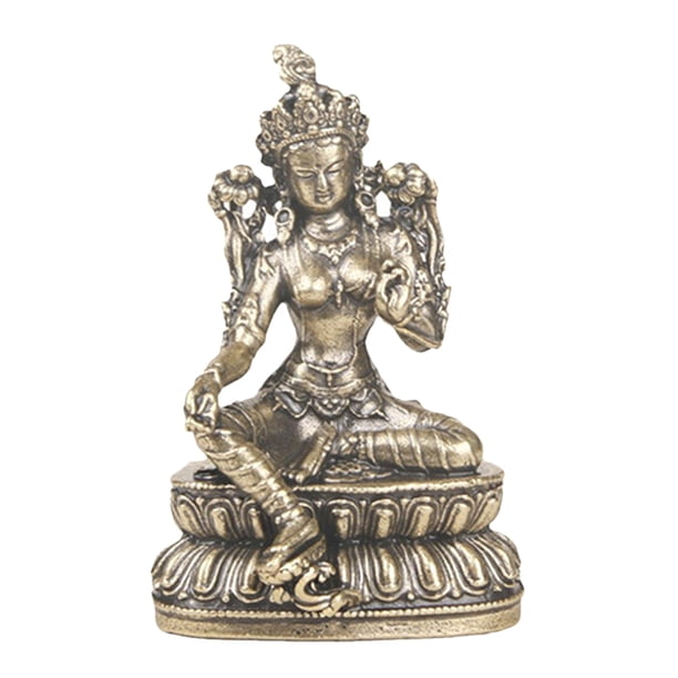 Estatua de Buda Tara verde retro, decoración de escritorio, figura coleccionable de Buda