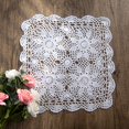 thumbnail image 1 of Eiyye 1-Pieces Crochet Placemats Table Doilies Square Handmade Cotton Lace Thread Cloth 14x14 Inch (White), 1 of 4