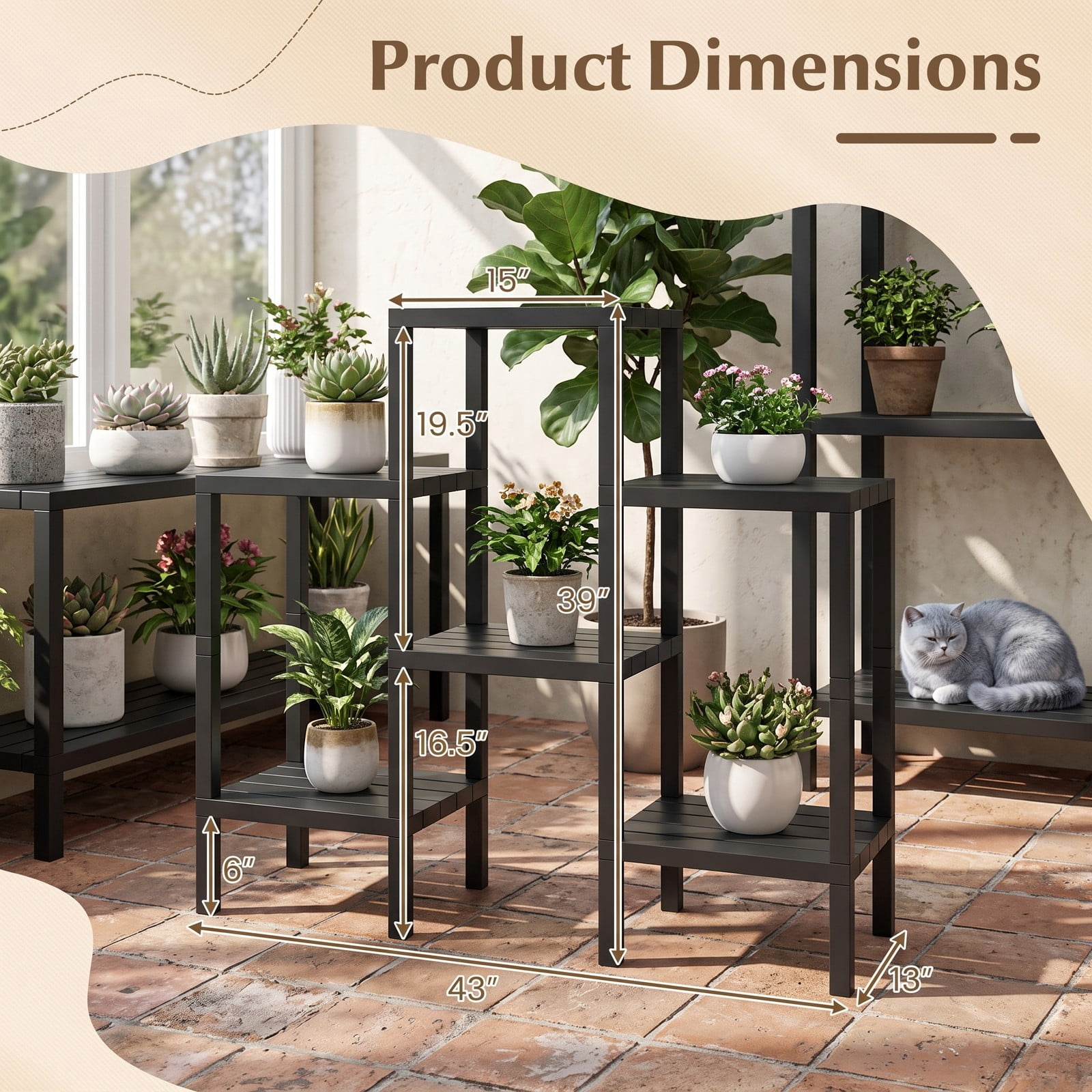 Biotree 6-Tier Plastic Modular Storage Shelves, Freestanding Open Shelving Rack Organizer for Living Room, Kitchen, Bathroom and Garage, Tool-Free Assembly, Gray