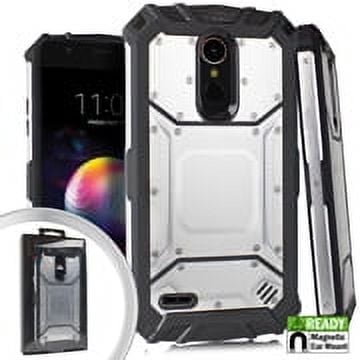 GSA Screw Metal Jacket Silver/Black Case for LG K30, K10, LG Phoenix Plus, Harmoney 2, LG Premier Pro