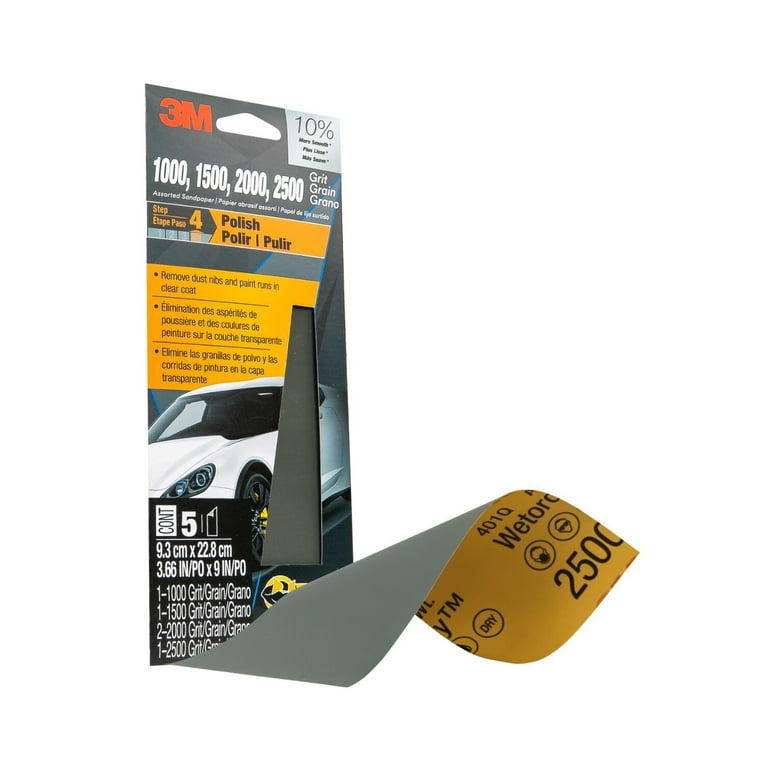 Wet Or Dry Sandpaper, Fine Grit Assortment, 5 Sheets, 1000-2500 Grit photo 3