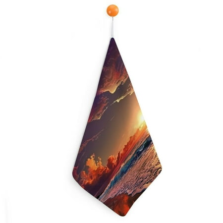 

Sheronv Sunset Waves Beach Quick-Dry Hand Towels 30x30cm Ultra-Fine Fiber Kitchen and More 4pcs