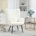 thumbnail image 2 of HOMCOM Modern Sherpa Accent Chair Upholstered Wingback Armchair for Bedroom, 2 of 10