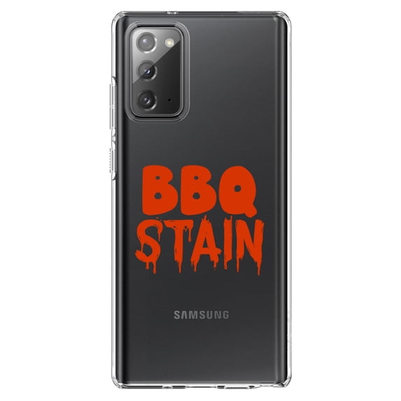 DistinctInk Clear Shockproof Hybrid Case for Samsung Galaxy Note 20 (6.7" Screen) - TPU Bumper Acrylic Back Tempered Glass Screen Protector - BBQ Stain Barbecue