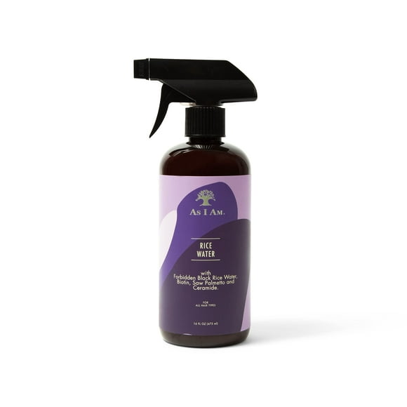 As I Am Eau de Riz 16oz - avec Riz Noir Interdit, Palmier Nain, Biotine - Formule Propre Sans Protéines - Odeur, Parfum, Silicone, Sans Gluten, Vegan & Sans Cruauté - pour Tous Types de Cheveux