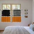 thumbnail image 3 of Orange Black Kitchen Curtain for Berdoom Living Room Cafe 45 Inch Length, Farmhouse Striped Modern Abstract Art Tiers Curtains Light Filtering Drapes Rod Pocket Window Treatment 2 Panels 52"Wx45"L, 3 of 8