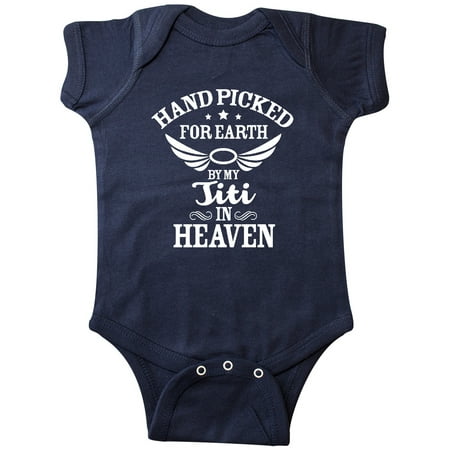 

Inktastic Handpicked for Earth By My Titi in Heaven with Angel Wings Gift Baby Boy or Baby Girl Bodysuit