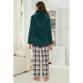 thumbnail image 3 of Heartnice Womens Ultra Soft Plush Plaid Pajamas Set Fluffy Loungewear Fuzzy Pjs for Women Cozy Sleepwear Warm Pullover（Dark Green+Green White Plaid, S）, 3 of 5
