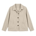 thumbnail image 4 of TtopsQueen Women’s Corduroy Button Down Shacket, Lapel Collar, Long Cuffed Sleeve, Dual Side Patch Pockets, Loose Drop‑Shoulder Oversized Shirt Jacket For Casual Street Going‑Out White,S, 4 of 6