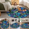thumbnail image 5 of Easter Blue Eggs Round Area Rug 8Ft Washable Large Circle Rugs for Living Room Dorm, Spring Floral Polka Dot Black Non-Slip Carpet Floor Mats Indoor Outdoor Carpet Runner Aesthetic Home Decor, 5 of 8