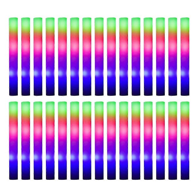 LED Glow Sticks Colorful RGB Glowing Foam Sticks for Christmas Birthday Wedding Luminous P- Supplies