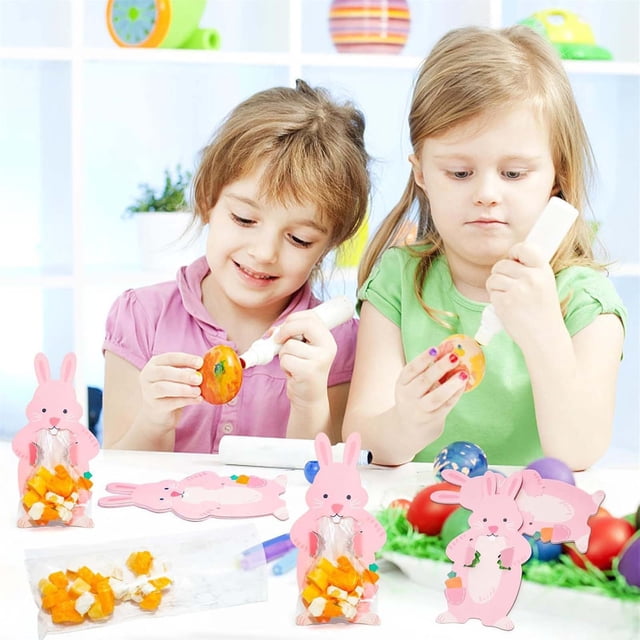 Mini bolsitas de papel con forma de conejito de Pascua para dulces y galletas | Bolsas de regalo para fiestas de cumpleaños | Bonitas bolsitas de dulces para niños | Estilo tarjeta de felicitación