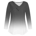 thumbnail image 5 of VgaVtl Womens Tee Shirts Plus Size Long Sleeve V-Neck Ladies Tops Workout Black Loose Gradient Color Button Casual Shirts,M, 5 of 7